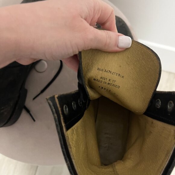 Frye Veronica Dark Brown Combat Distressed Combat Boots Size 8.5 - Picture 7 of 9